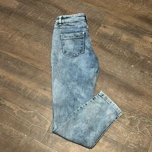Suko Jeans Women's 4‎ Skinny Blue Distressed Denim Tapered Light Stone Washed